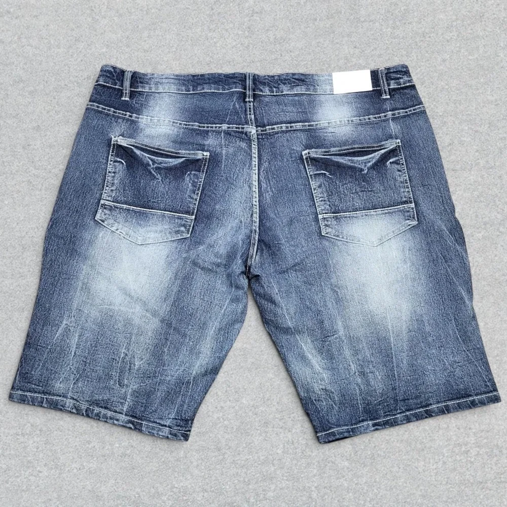 Southpole Shorts Men's 44 Blue Denim Moto Jorts Distressed Zips‎ Stretch Y2K